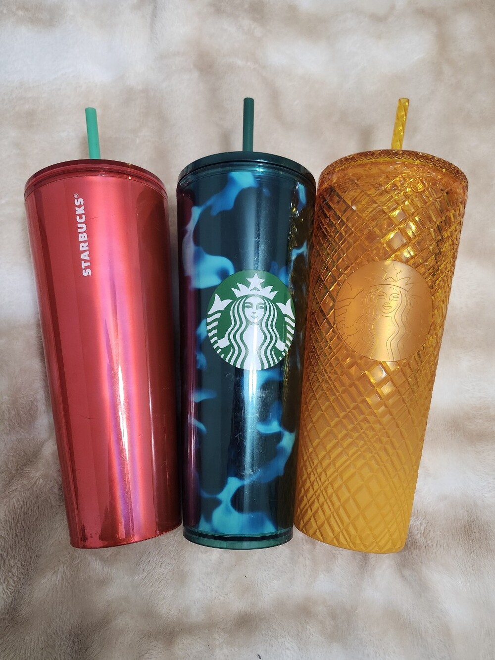 Bundled Set Of 3 Starbucks Cups Large Tumblers 24oz With Straws